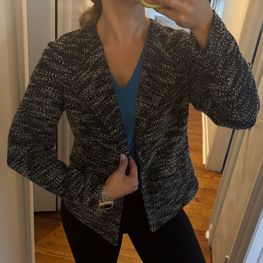 LOFT Women's Black + White Tweed Moto Jacket (MP) NWT